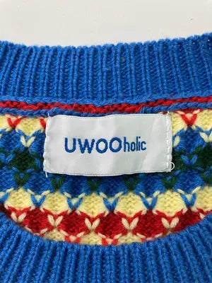 uwooholil/ニット/セーター/トップス/ブルー/L