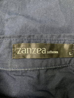 zanzea/シャツワンピース/ワンピース/ドレス/ネイビー/L