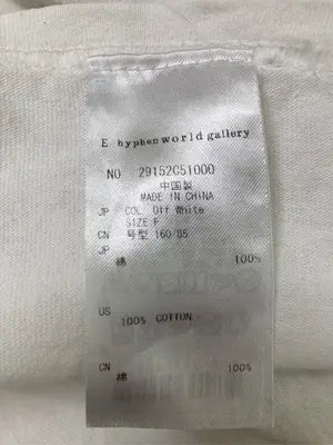 E hyphen world gallery/イーハイフンワールドギャラリー/Tシャツ/カットソー/トップス/ホワイト/F