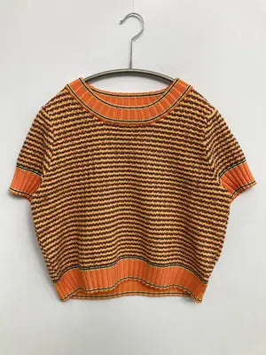 Knit Mix/ニット/セーター/トップス/オレンジ/S