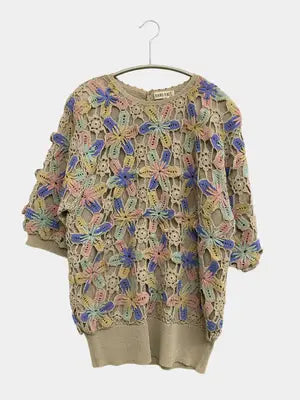 HAND KNIT/ハンドニット/ニット/セーター/トップス/ベージュ/L