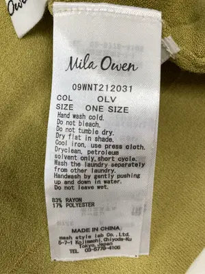 Mila Owen/ミラオーウェン/ノースリーブ/トップス/カーキ/ONE SIZE