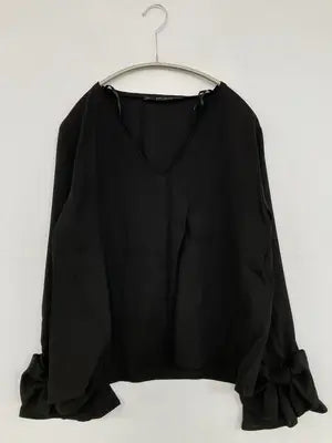 ZARA BASIC/ザラベーシック/シャツ/ブラウス/トップス/ブラック/EUR L