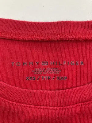 TOMMY HILFIGER/トミーヒルフィガー/Tシャツ/カットソー/トップス/レッド/XXS