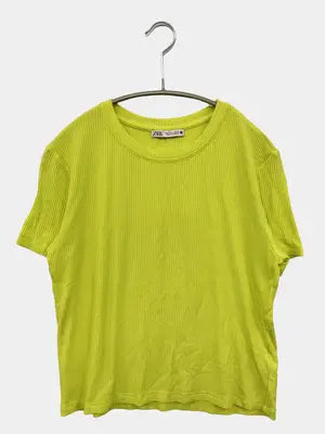 ZARA/ザラ/Tシャツ/カットソー/トップス/ライトグリーン/USA L