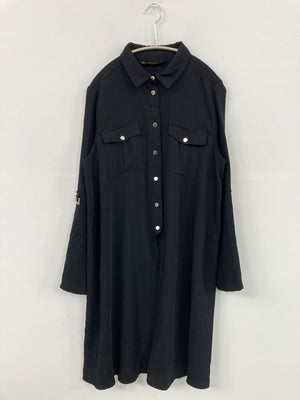 ZARA BASIC/ザラベーシック/シャツワンピース/ワンピース/ドレス/ネイビー/L