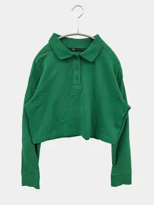 ZARA/ザラ/ポロシャツ/トップス/グリーン/USA S