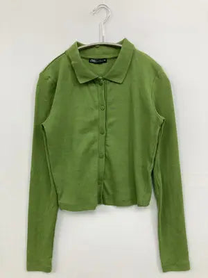 ZARA/ザラ/ポロシャツ/トップス/ライトグリーン/M