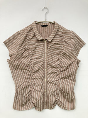 Volante/シャツ/ブラウス/トップス/ブラウン/L