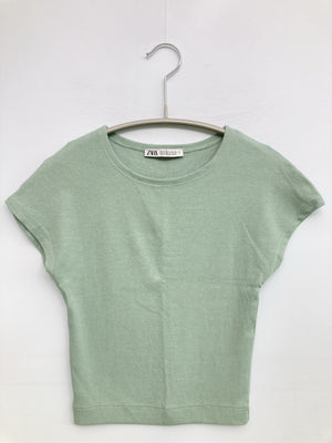 ZARA/ザラ/Tシャツ/カットソー/トップス/ライトグリーン/S