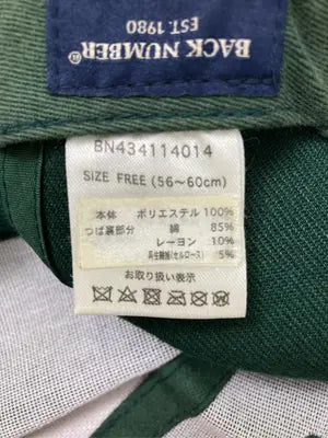BACK NUMBER/バックナンバー/キャップ/帽子/グリーン/FREE（56-60cm）