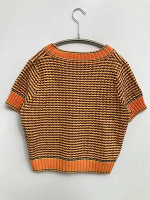 Knit Mix/ニット/セーター/トップス/オレンジ/S