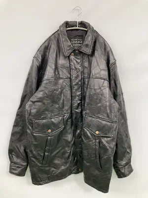 GENUINE LEATHER/レザージャケット/ジャケット/アウター/ブラック/XL