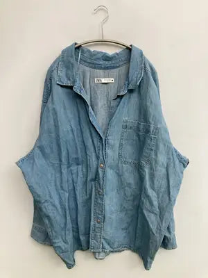 ZARA/ザラ/シャツ/ブラウス/トップス/ブルー/USA S