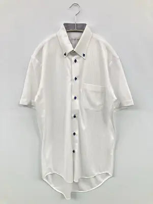 ノーアイロン　ニットシャツ/ビジネスシャツ/トップス/ホワイト/S