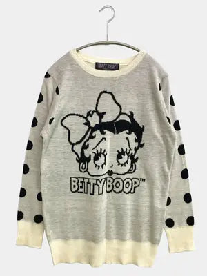 Betty・Boop/ベティブープ/ニット/セーター/トップス/グレー/LL