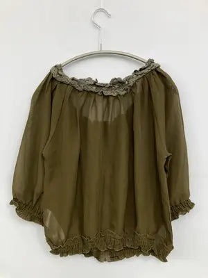 axes femme/アクシーズファム/シャツ/ブラウス/トップス/カーキ/M