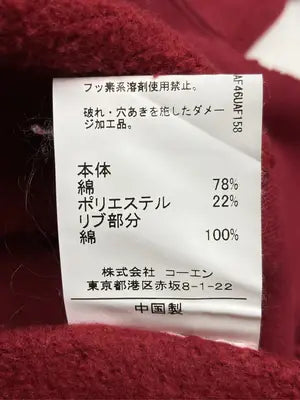 coen/コーエン/スウェット/トップス/レッド/MEDIUM