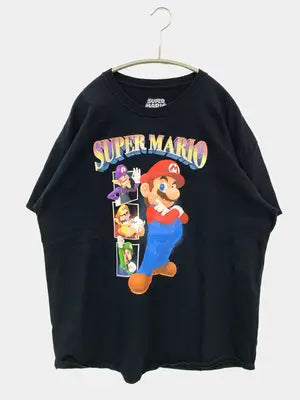 super mario/Tシャツ/カットソー/トップス/ブラック/XL