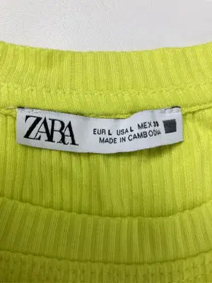 ZARA/ザラ/Tシャツ/カットソー/トップス/ライトグリーン/USA L