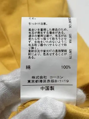 coen/コーエン/Tシャツ/カットソー/トップス/イエロー/LARGE