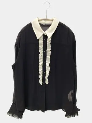 ZARA/ザラ/シャツ/ブラウス/トップス/ブラック/XS