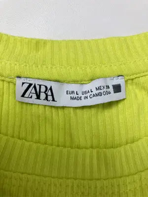 ZARA/ザラ/Tシャツ/カットソー/トップス/ライトグリーン/USA L