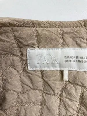 ZARA/ザラ/ノーカラージャケット/ジャケット/アウター/ベージュ/USA M