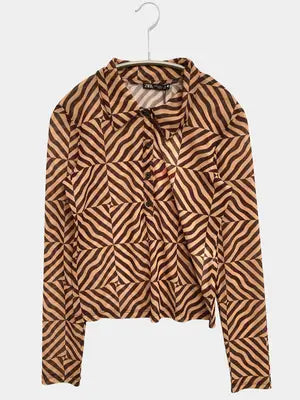 ZARA/ザラ/シャツ/ブラウス/トップス/ブラウン/S