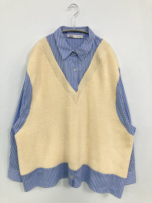 ZARA/ザラ/シャツ/ブラウス/トップス/ブルー/EUR/USA M-L MEX 28-30