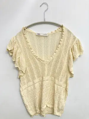 ZARA/ザラ/Tシャツ/カットソー/トップス/アイボリー/EUR M