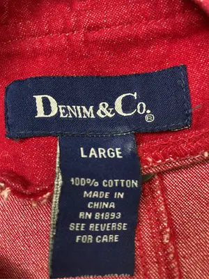 DENIM&CO/デニムアンドコー/ダッフルコート/ジャケット/アウター/レッド/LARGE