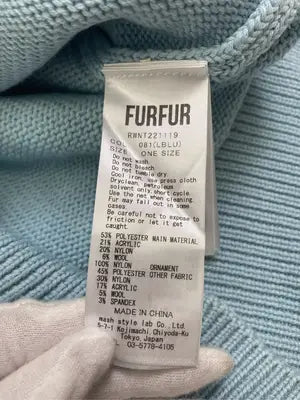 FURFUR/ファーファー/ニット/セーター/トップス/スカイブルー/ONE SIZE