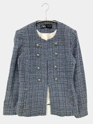 ZARA/ザラ/ノーカラージャケット/ジャケット/アウター/ブルー/USA M