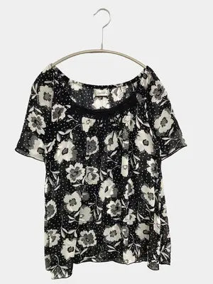 Sautoir/Tシャツ/カットソー/トップス/ブラック/M-L