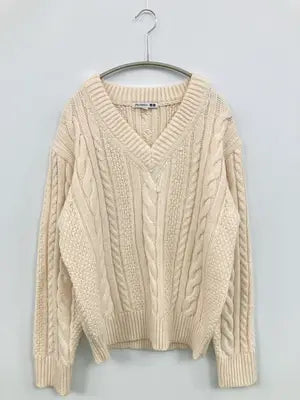 UNIQLO/ユニクロ/ニット/セーター/トップス/アイボリー/L