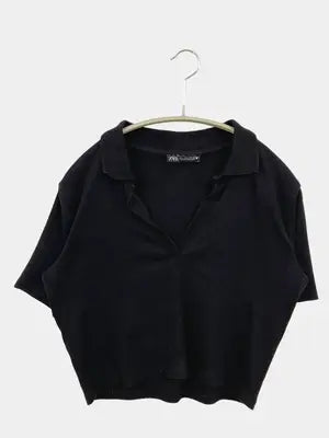 ZARA/ザラ/Tシャツ/カットソー/トップス/ブラック/USA L