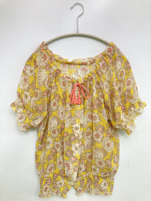 flower/フラワー/シャツ/ブラウス/トップス/イエロー