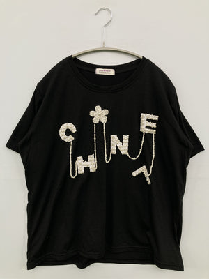 LEISURE WEAR/Tシャツ/カットソー/トップス/ブラック