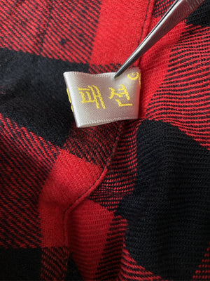 유멩패션/シャツワンピース/ワンピース/ドレス/レッド