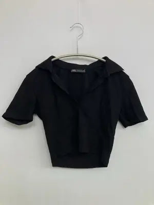 ZARA/ザラ/ポロシャツ/トップス/ブラック/USA S