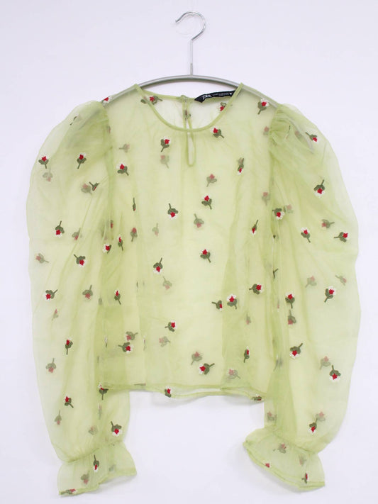 ZARA/ザラ/シャツ/ブラウス/トップス/ライトグリーン/EUR XS/USA XS/MEX 24
