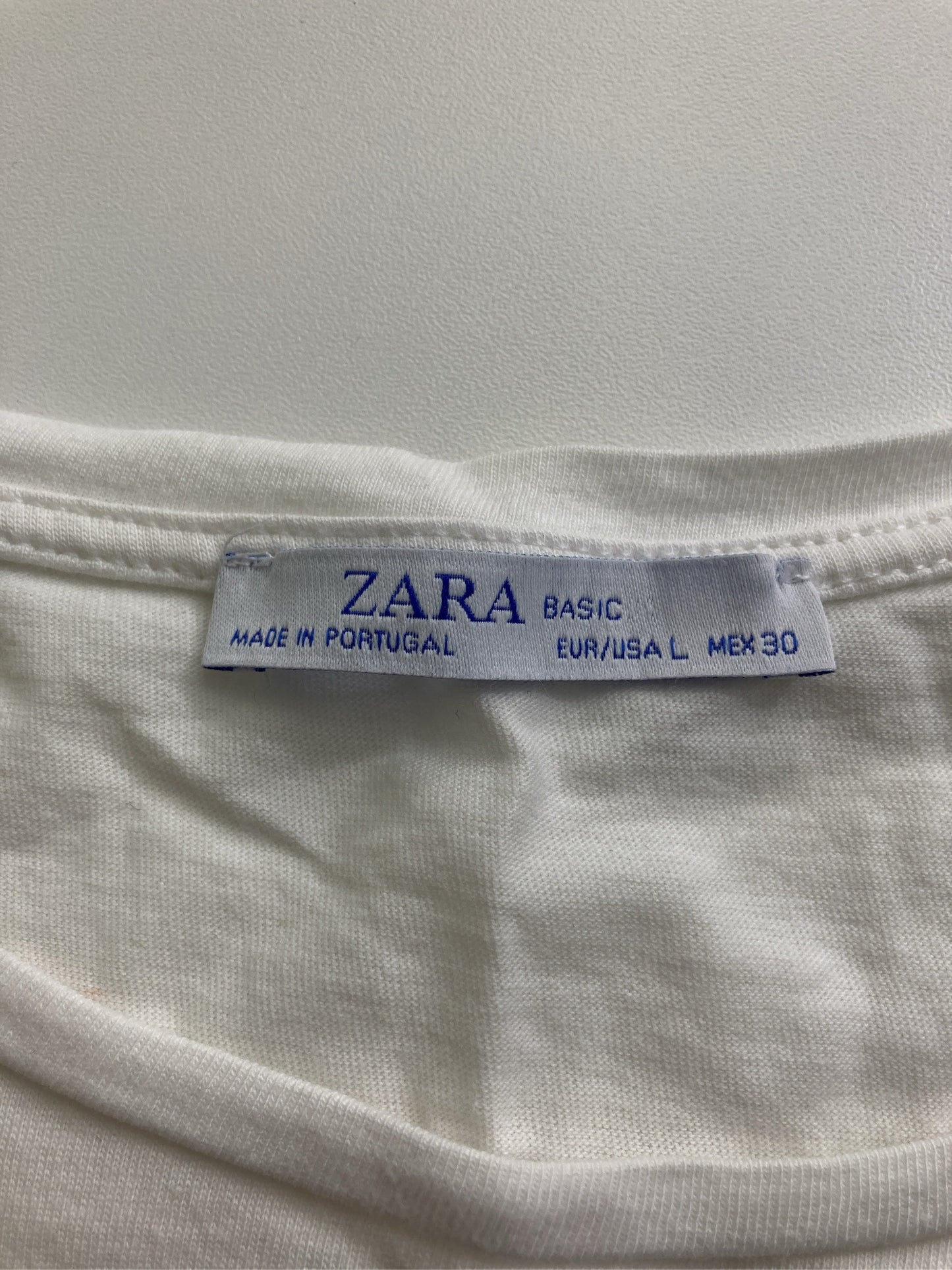 ZARA/ザラ/Tシャツ/カットソー/トップス/ホワイト/EUR L/USA L/MEX 30