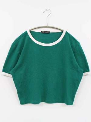ZARA/ザラ/Tシャツ/カットソー/トップス/グリーン/L