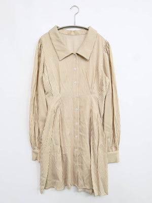 シャツワンピース/ワンピース/ドレス/ベージュ