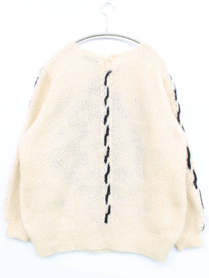 蝴蝶/ニット/セーター/トップス/アイボリー