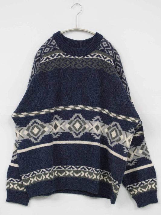 ニット/セーター/トップス/ネイビー/XL