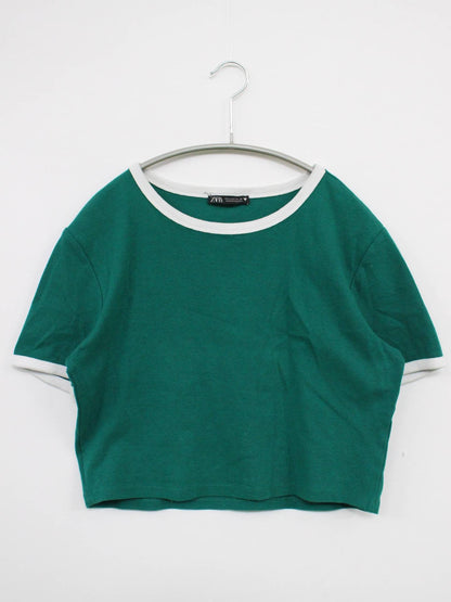 ZARA/ザラ/Tシャツ/カットソー/トップス/グリーン/L