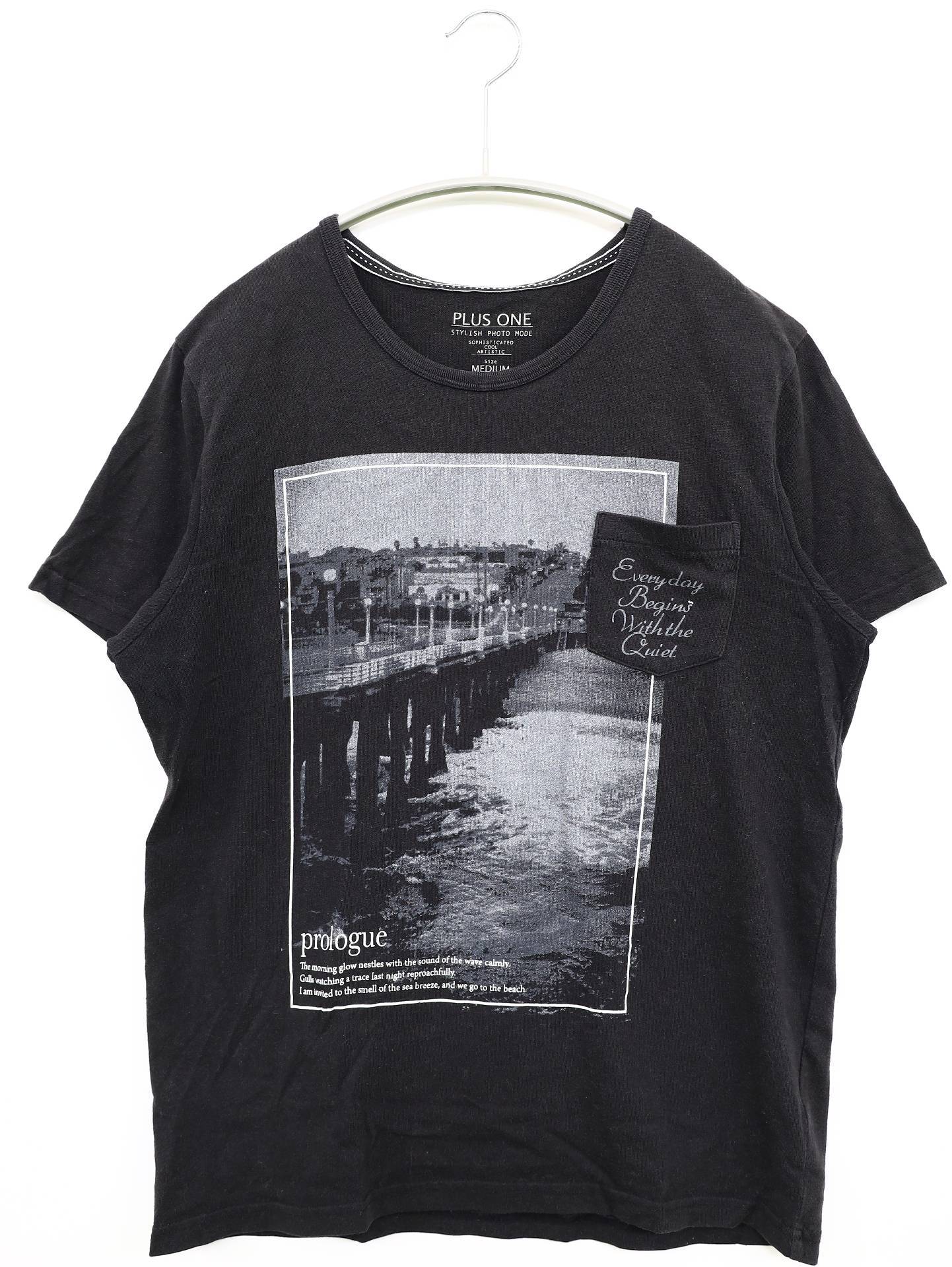 PLUS ONE/Tシャツ/カットソー/トップス/ブラック/MEDIUM