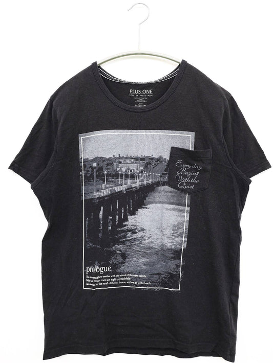 PLUS ONE/Tシャツ/カットソー/トップス/ブラック/MEDIUM